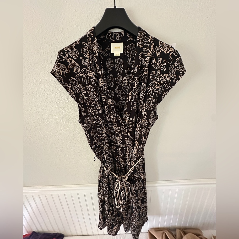 Mauve Anthropologie Elephant print dress SZ: L TO BE DONATED 6/1